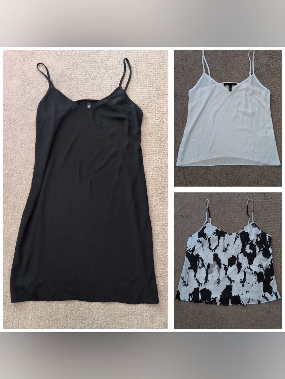 White House Black Market Set Of 3 Black & White Camis & Slip Layering Pieces